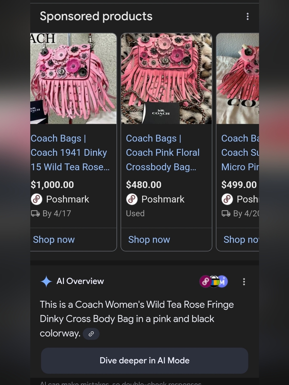 👜Coach 1941 Wild Tea Rose Fringe Dinky bag KISSLOCK INSIDE! - Picture 12 of 12